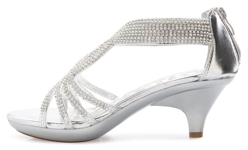 Olivia K Women's Open Toe Strappy Rhinestone Dress Sandal Low Heel Wedding Shoes - Image 4
